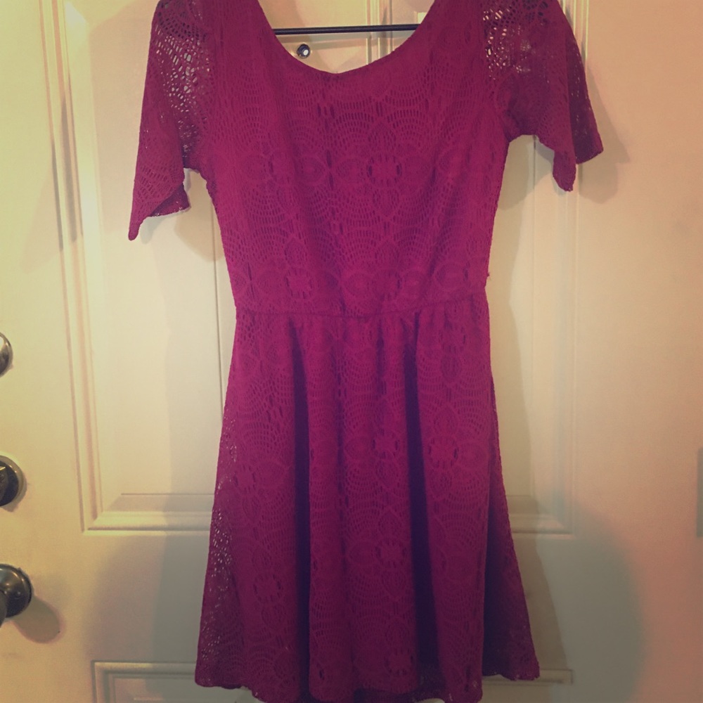 Sequin Hearts Magenta Pink Lace Dress